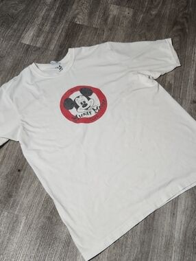 Mickey Mouse Graphic Tee in White with Red Accent